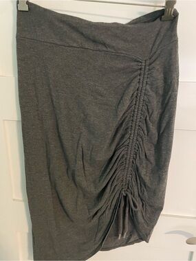 Asymmetrical Charcoal Ruched Drawstring Skirt